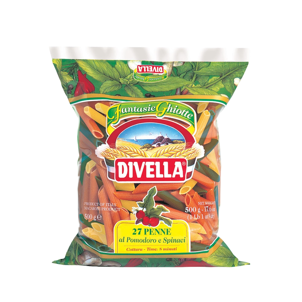 Divella Penne Ziti Rigate Spinach & Tomato N.º 27PS 500 g